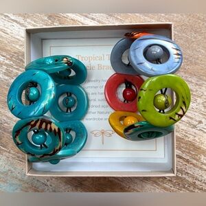 Petalura Colorful Tropical Resin Disk Stretch Bracelet Set